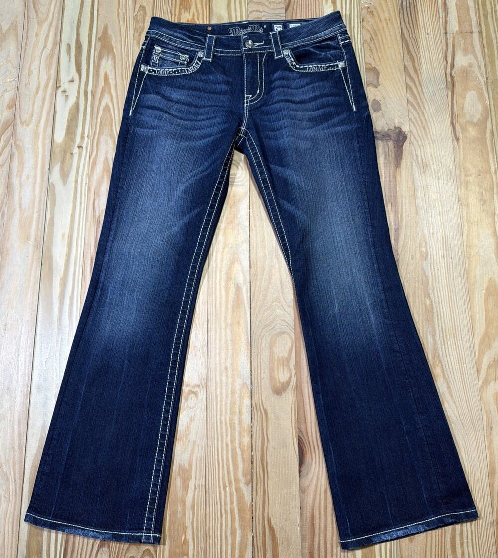 Miss Me Women's Thick Stitch Sequin Easy Boot Cut Jeans JE8035ER NWOT Size 29